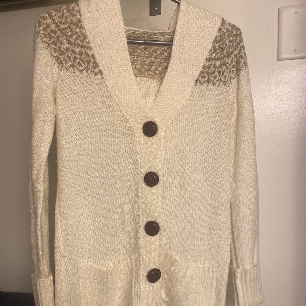 Faerie Isle wool hooded tunic cardigan sweater
